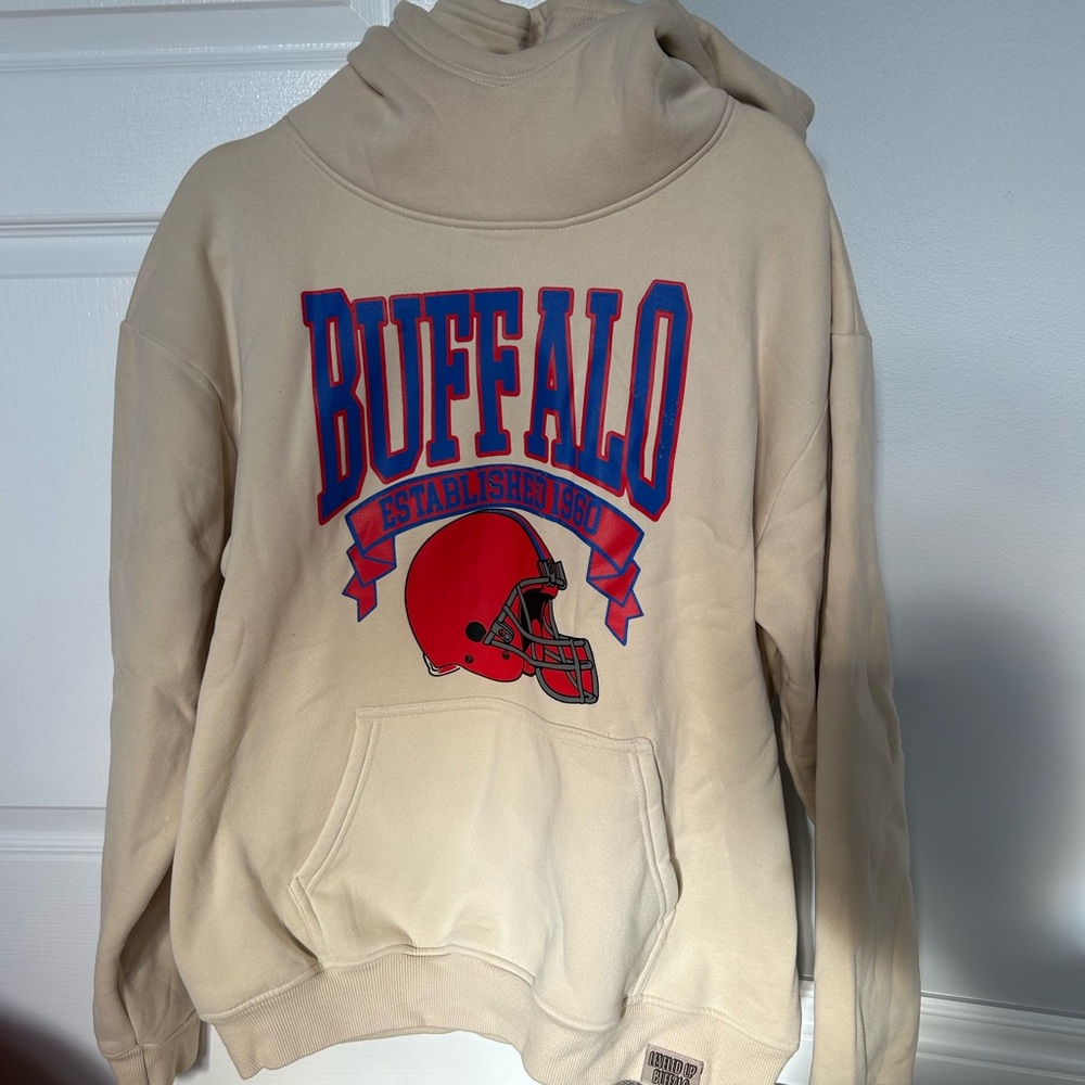 Buffalo Bills Leveled Up Cream Funnel Neck Sweatshirt